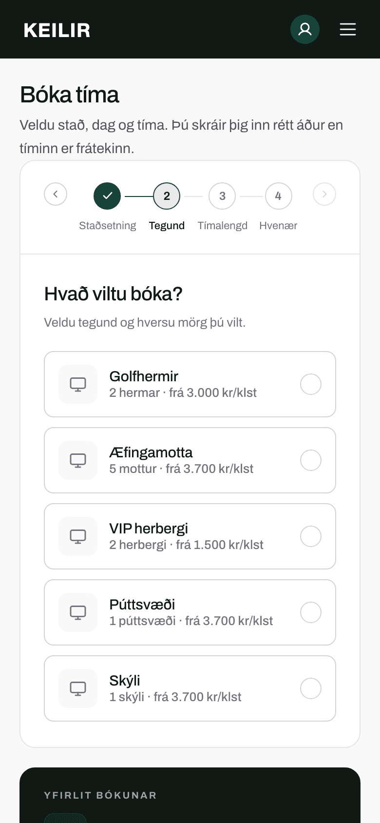 Bókun hjá Keili í síma